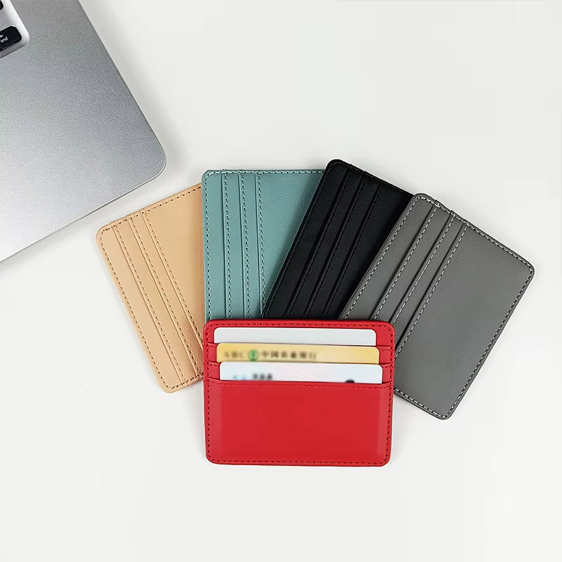 PU Leather ID Card Case - Slim Multi-Slot Holder for Bank/Credit Cards