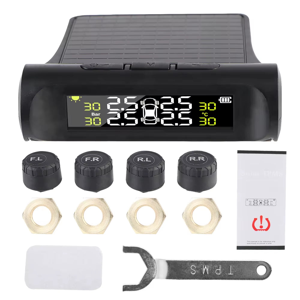 Tire Pressure Monitoring System Temperature Warning New C External Battery Version Sensors Solar TPMS Car Tyre Pressure Monitor